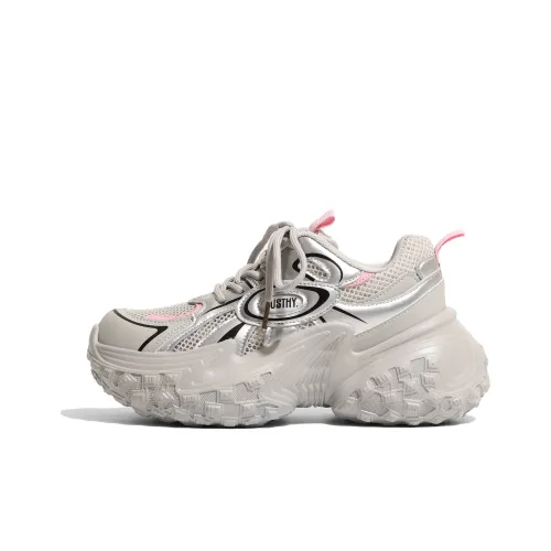 LXVB Anti-Slip And Wear-Resistant Breathable Low-Top Chunky Sneakers 7cm Women's