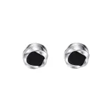 Mobius Black Rose - Elegant Silver Clip-On Earrings Pair