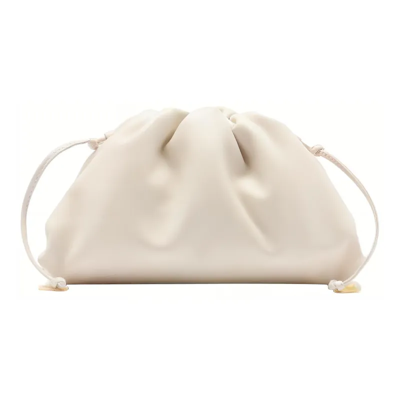 Bottega Veneta Smooth Calf Leather Cloud Bag Clutch Mini Women's White-0
