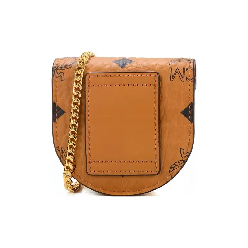 MCM Patricia Visetos Polyester With Leather Crossbody Bag Women's Brown Cognac-4