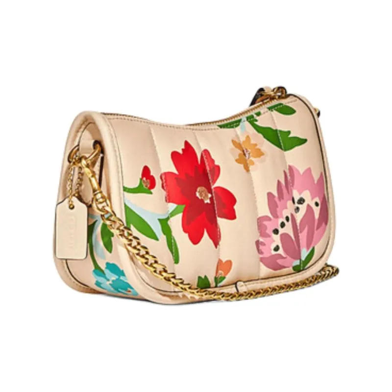COACH Leather Cloud Bag, Pillow Bag, Pochette, Shoulder Bag, Crossbody Bag Women's Beige-1