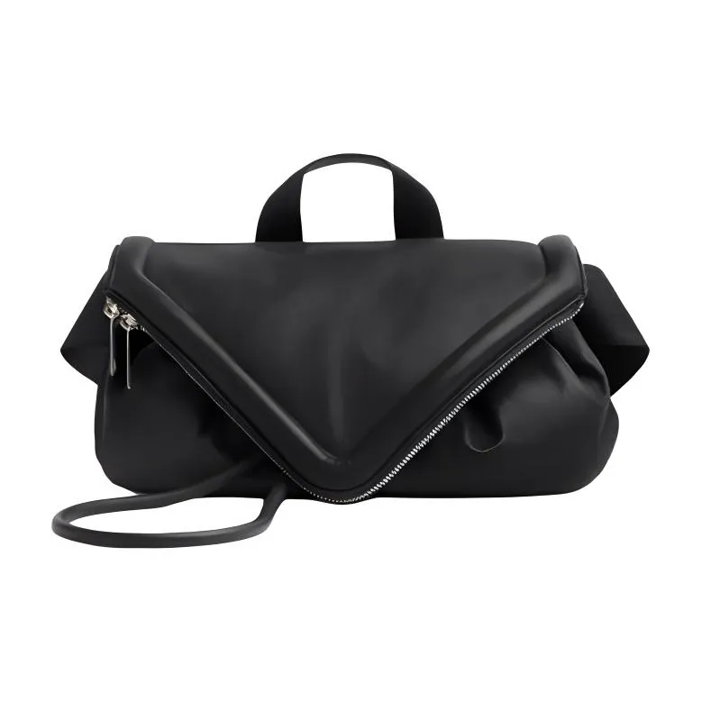 Bottega Veneta Leather Zip Closure Fanny Pack Men's Black-0