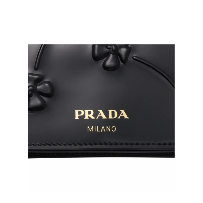 PRADA Leather Shoulder Bag, Crossbody Bag, Wallet Women's Black-10