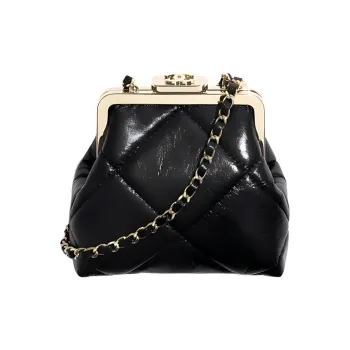 CHANEL Lambskin Dome Bag Crossbody Bag Women's Black