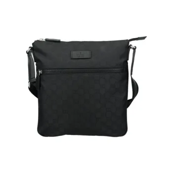 GUCCI Leather Messenger Bag Shoulder Bag Crossbody Bag Men's Black
