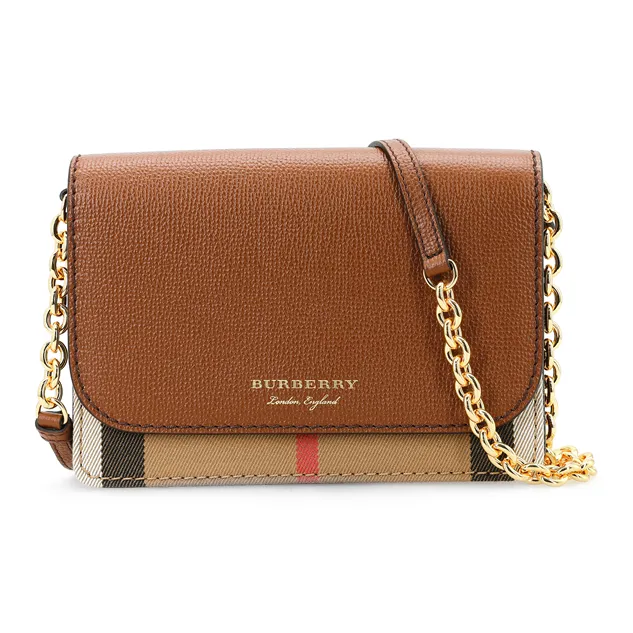 Burberry Vintage Calfskin With Canvas Shoulder Bag, Crossbody Bag Women's Brown-1