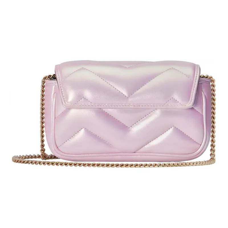 GUCCI GG Marmont Leather Shoulder Bag Crossbody Bag Extra Mini Women's Rainbow Pink-2