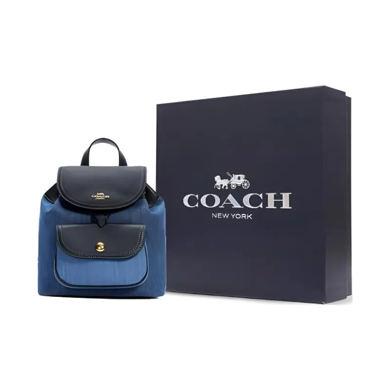 COACH Pennie Cow Leather Backpack Small Size Women's Denim Blue Mixed Color-4