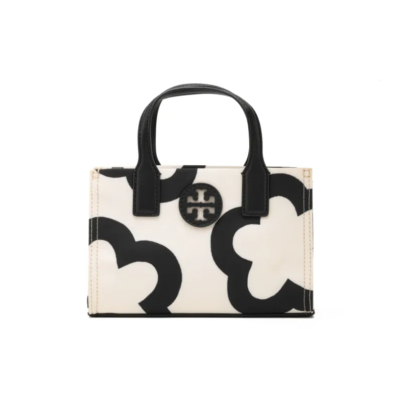 TORY BURCH Nylon Tote Bag Shopping Bag Portable Crossbody Bag Shoulder Bag Mini Women's White & Black-1