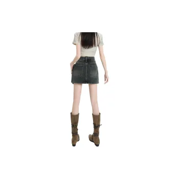 Rose Denim Short Skirts Women's Concrete Gray