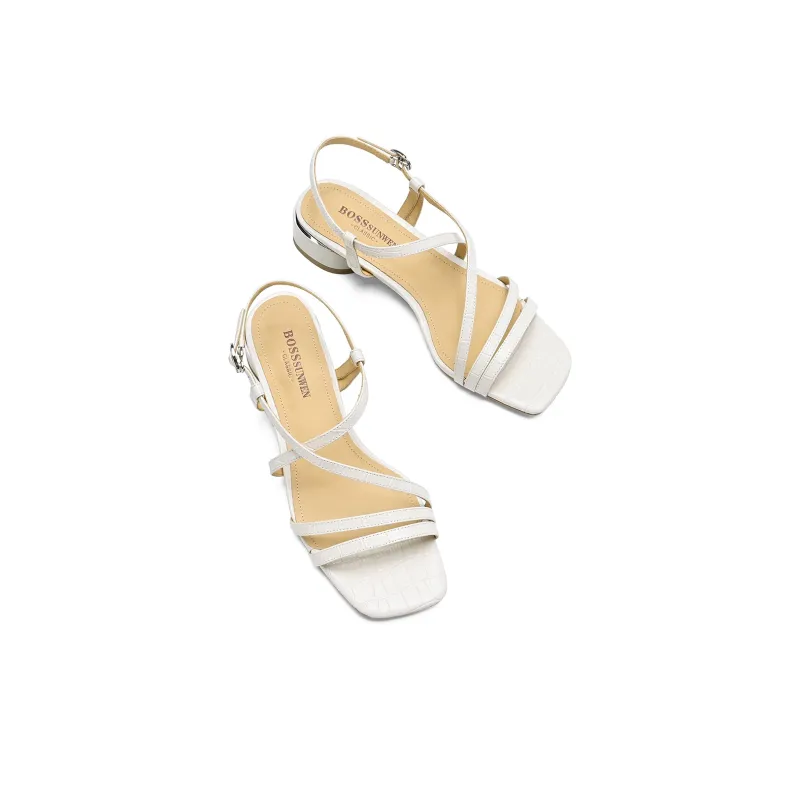 BOSSSUNWEN One Strap Sandals 3.5cm Women's Ecru-4