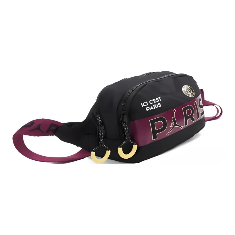 Jordan Paris German Collaboration Polyester Shoulder Bag Crossbody Bag Sling Bag Fanny Pack Regular Unisex Black Purple-2