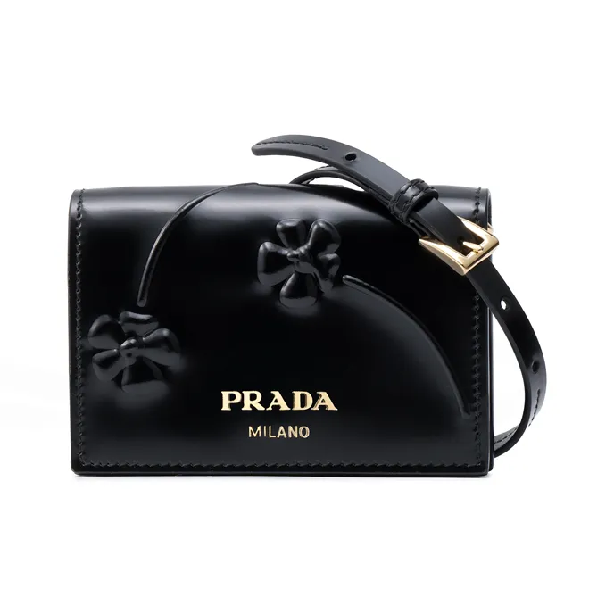 PRADA Leather Shoulder Bag, Crossbody Bag, Wallet Women's Black-1