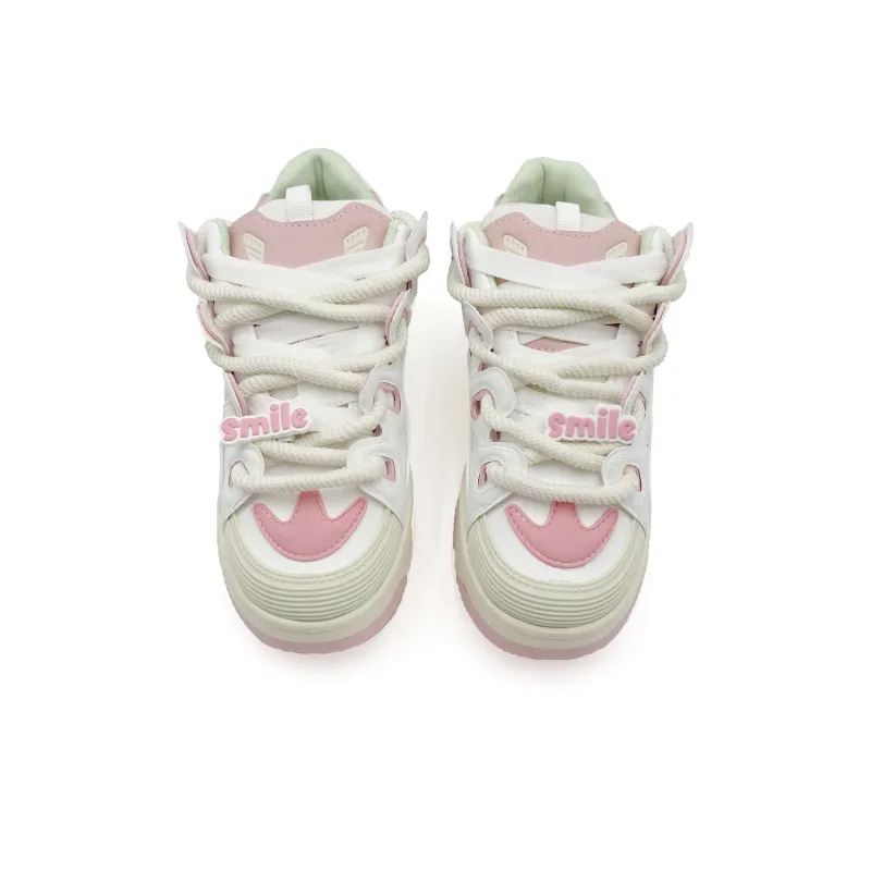 UNIITY Anti Slip Wear Resistant Low Top Skateboard Shoes Women's White Pink Gift Box Set-3