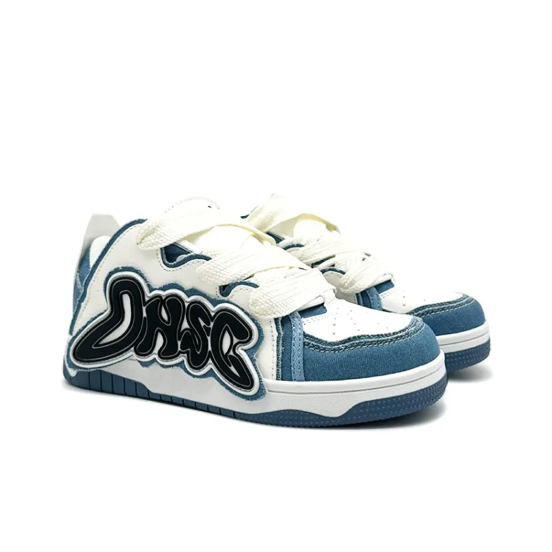 OHJC Denim Collection Slip-Resistant Cushioning Wear-Resistant Lightweight Low-Top Skateboard Shoes Unisex-2