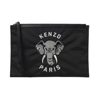 KENZO Polyester Wrist Bag Clutch Large Size Men's Black