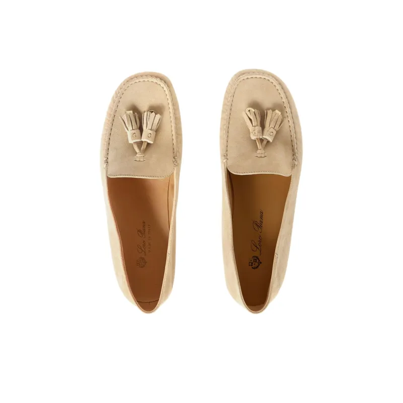 Loro Piana Gommino Loafers Women's Beige-3