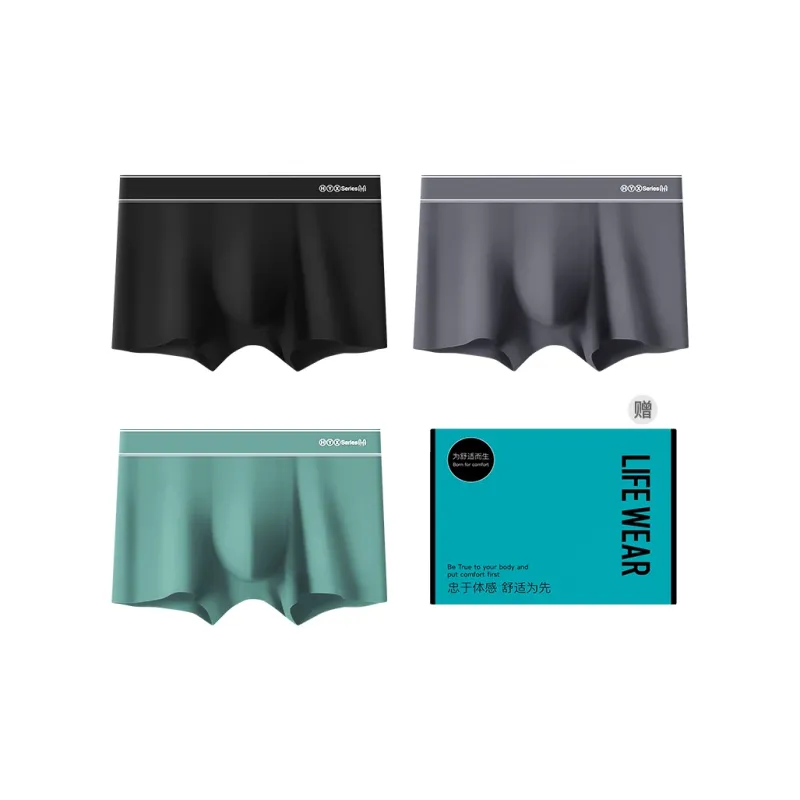 H YXIANG Underpants Men's 3 Pack Morandi Color Series-1