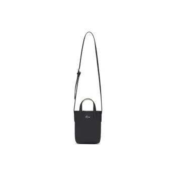 LACOSTE PVC Shoulder Bag Crossbody Bag Small Size Women's Black & Sand Apricot