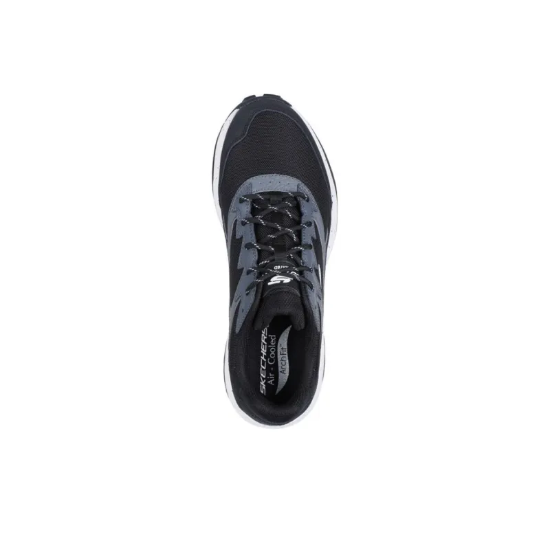 Skechers ARCH FIT SKIP TRACER Cushioned Anti-Slip And Wear-Resistant Lightweight Low-Top Hiking Shoes Men's Black White-3