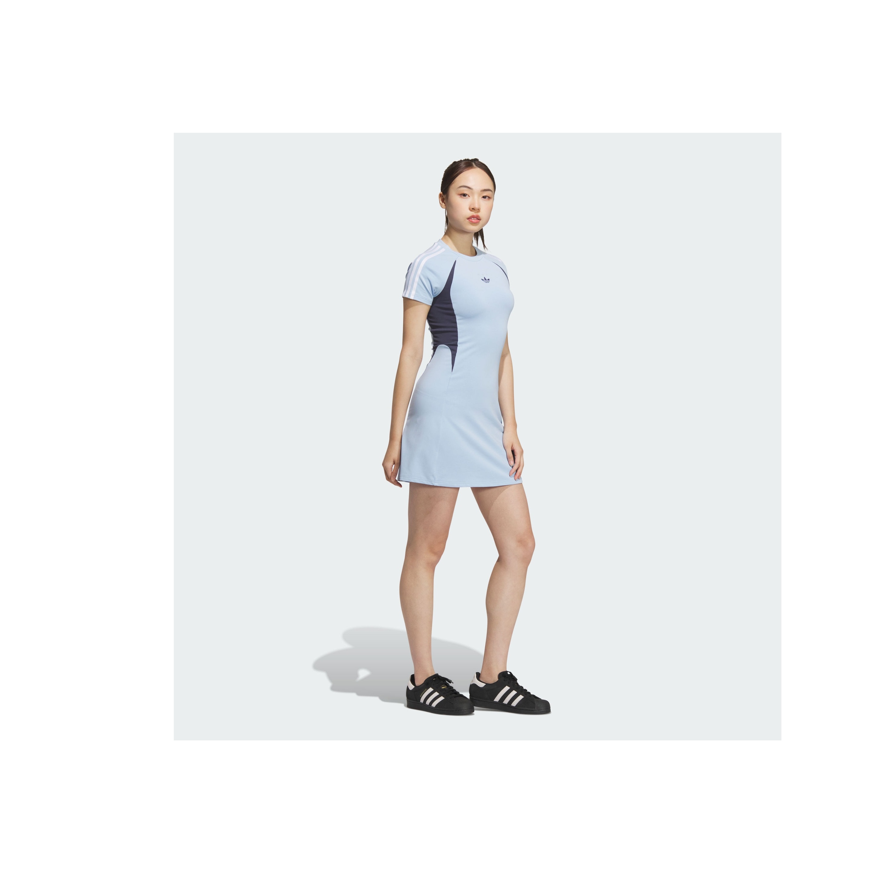 ☆Adidas☆Originals Jersey Short Sleeve Dress Sky Blue Adidas Originals Short-Sleeved Dresses Women's Bright Light