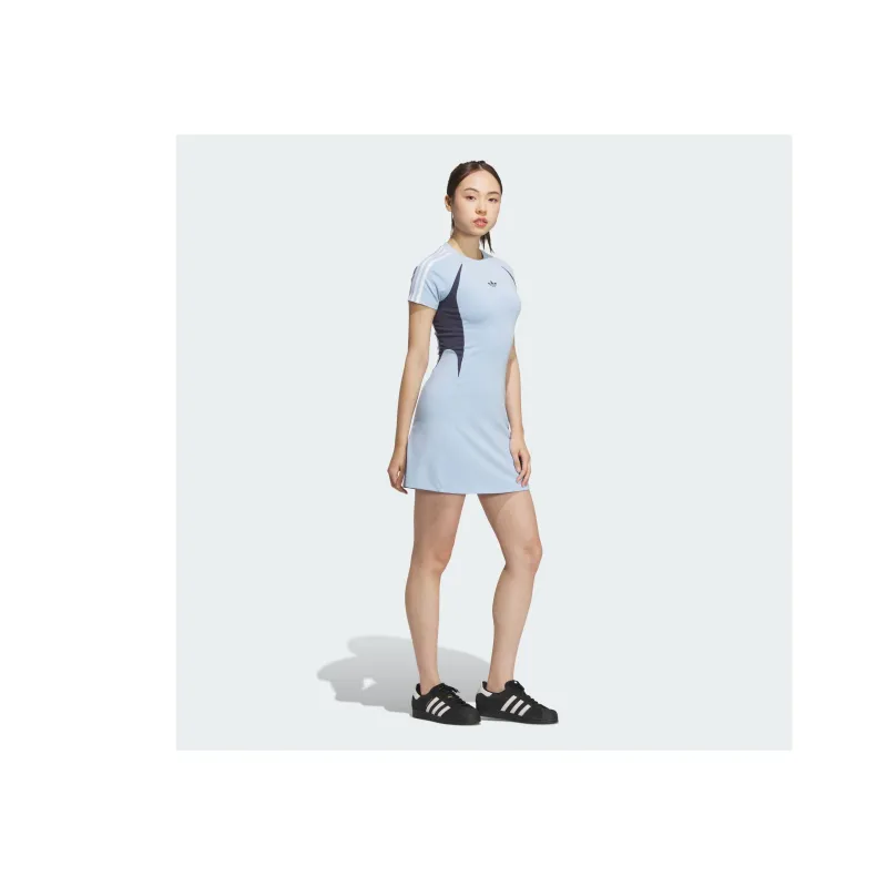 Adidas Originals JERSEY SHORT SLEEVE DRESS Short-Sleeved Dresses Women's Brilliant Blue/midnight Gray-6