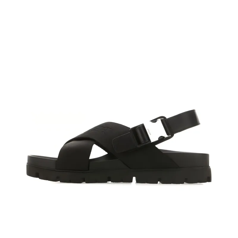PRADA Crisscross Straps Buckle-Fastening Sandal 'Black'-0
