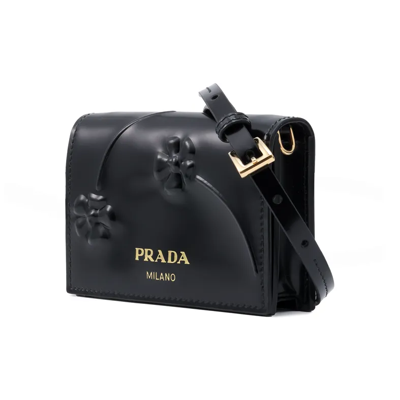 PRADA Leather Shoulder Bag, Crossbody Bag, Wallet Women's Black-3
