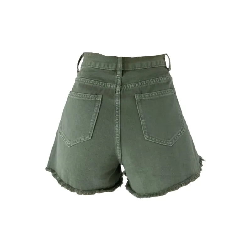 Concubine Zhu Denim Shorts Women's Green-1