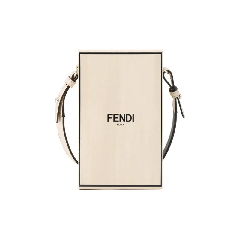 FENDI Calfskin Box Bag Cell Phone Pouch Shoulder Bag Crossbody Bag Unisex White-1