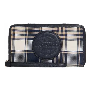 COACH Dempsey Leather With Fabric Zip Closure Card Holder Coin Purse Wallet Women's White/Black