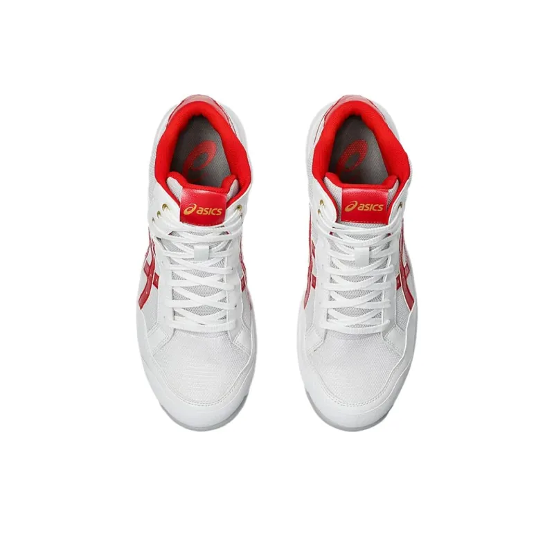 Asics Winjob Anti Slip Wear Resistant Mid Top Casual Shoes Unisex White Red-3