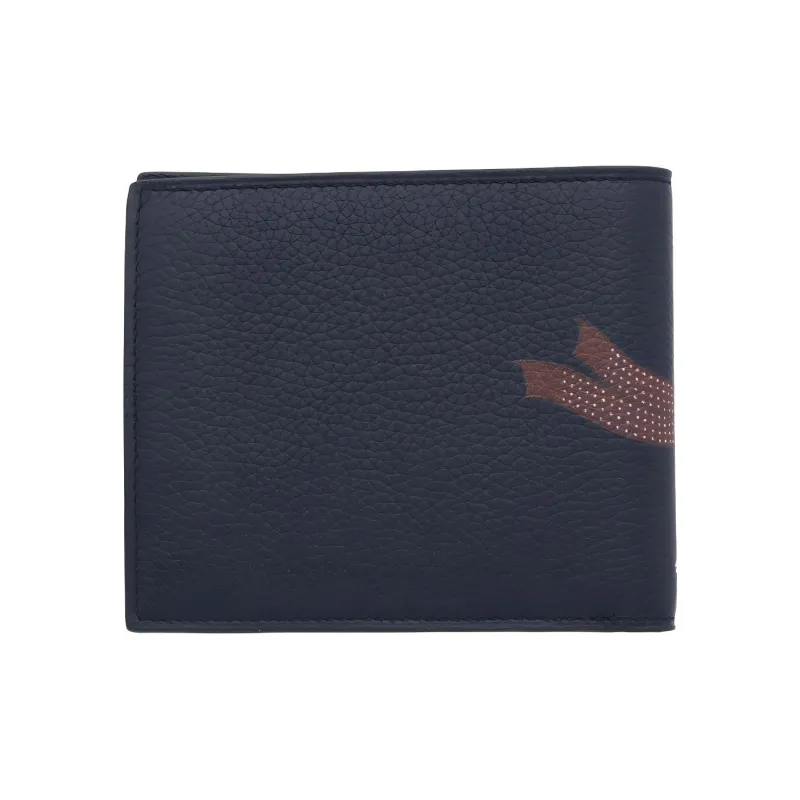 Dunhill Litchi Grain Calfskin Wallet Men's Dark Blue-3