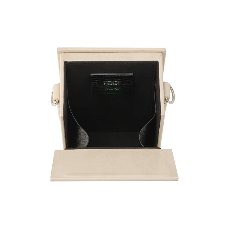 FENDI Calfskin Box Bag Cell Phone Pouch Shoulder Bag Crossbody Bag Unisex White-8