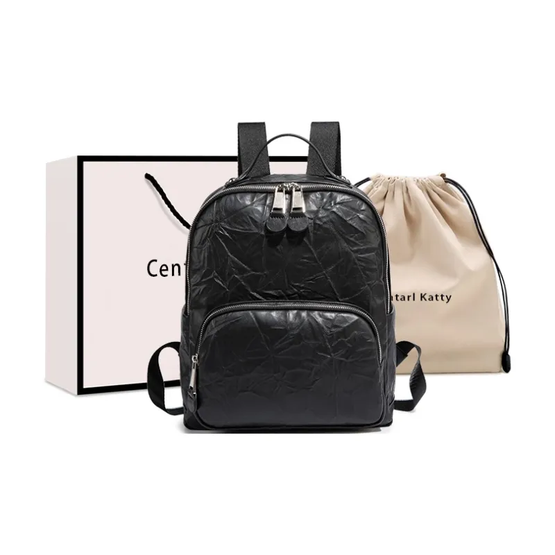 CentarlKatty Polyurethane Synthetic Leather Backpack Regular Black-0