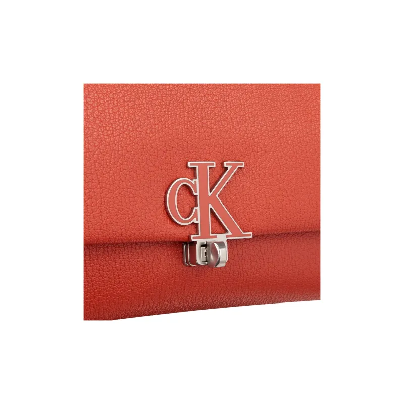 CALVIN KLEIN PVC Shoulder Bag, Crossbody Bag Small Size Women's Orange Red-4