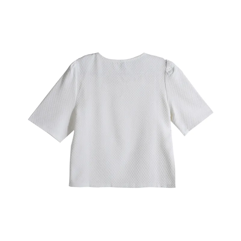 RTNH Puff Sleeve T Shirt Women's White-1