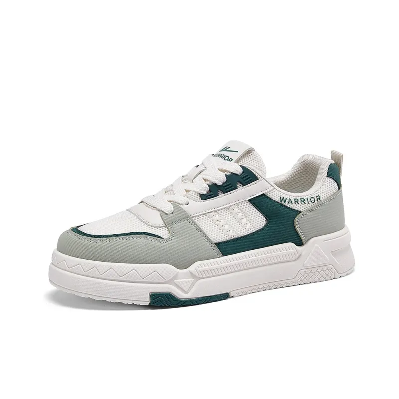 Warrior Height Increasing Wear Resistant Low Top Skateboard Shoes Men's White Green-1