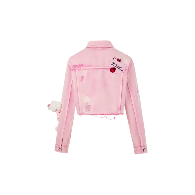 13 DEMARZO Denim Jacket Women's Pink-1