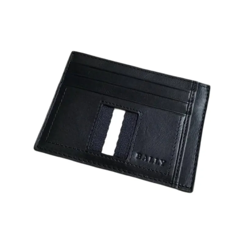 BALLY PU 3-in-1 Leather Clip Card Holder Wallet Men's Black-2
