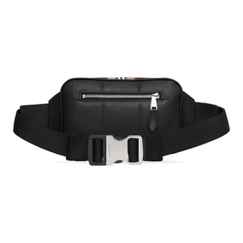 Burberry Cow Leather Fanny Pack Regular Men's Black-1