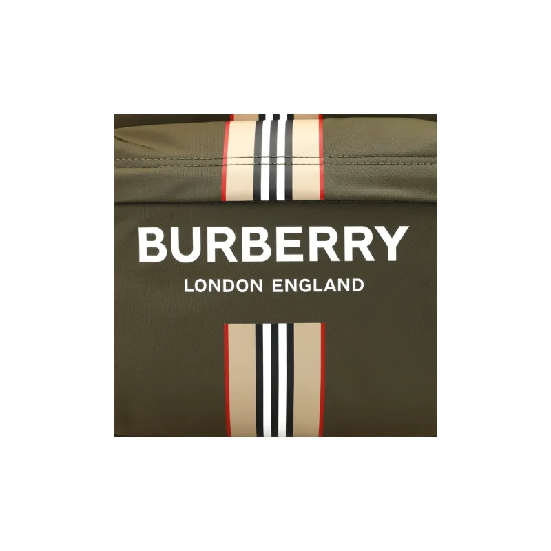 Burberry Logo And Icon Stripe Backpack Green/Beige-8