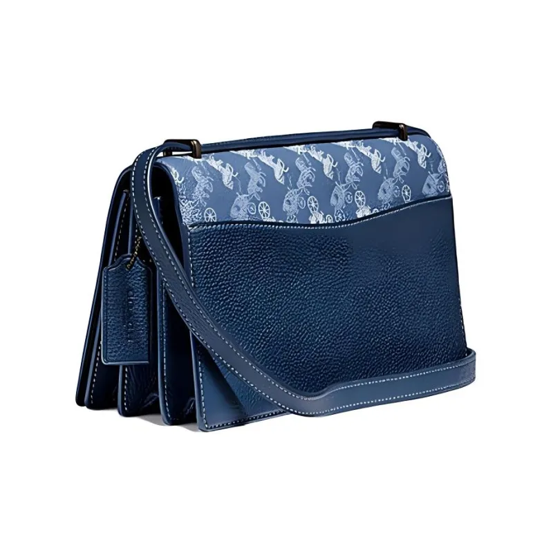 COACH Camille Leather Small Square Bag Shoulder Bag Crossbody Bag Medium Size Women's Blue-1