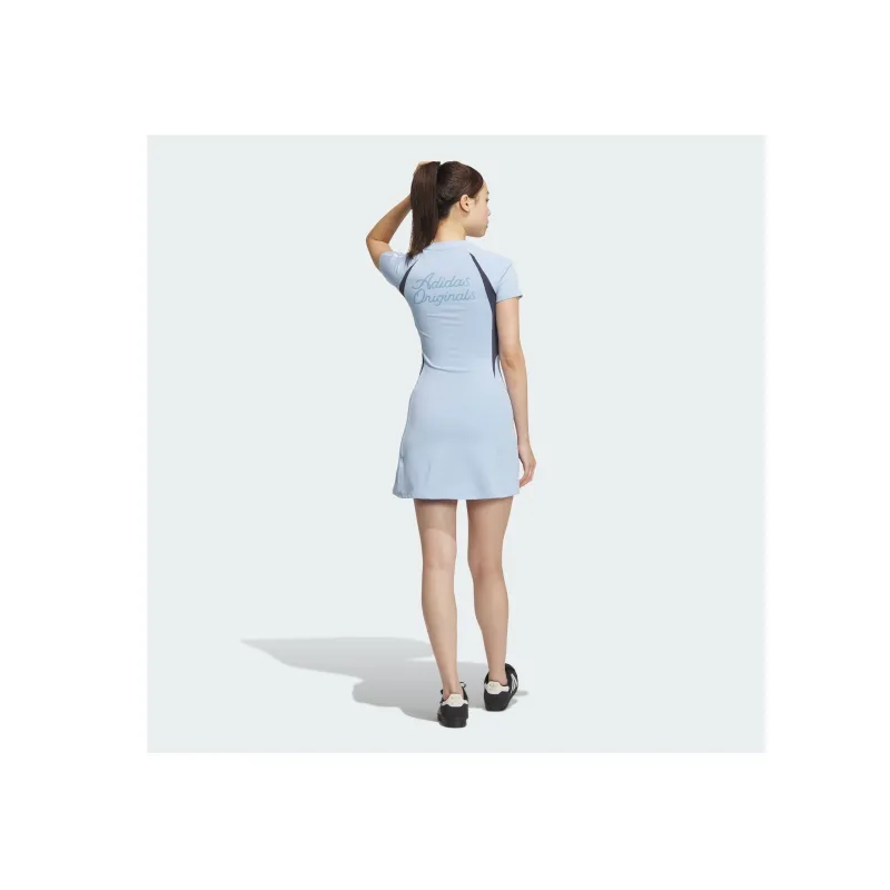 Adidas Originals JERSEY SHORT SLEEVE DRESS Short-Sleeved Dresses Women's Brilliant Blue/midnight Gray-4