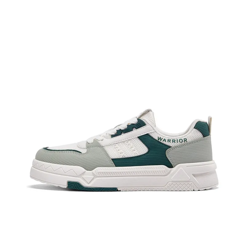 Warrior Height Increasing Wear Resistant Low Top Skateboard Shoes Men's White Green-0