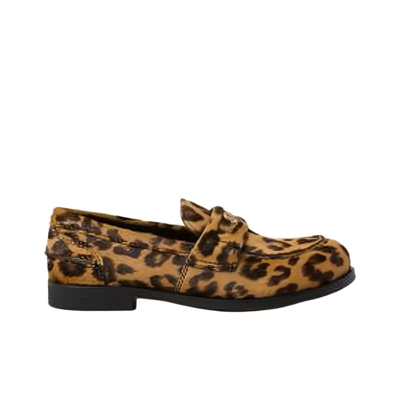 MIU MIU Animal-print Leather Loafers-1