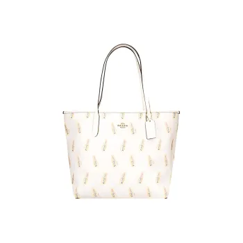 COACH Canvas With Leather Tote Bag, Shopping Bag, Shoulder Bag Large Size Women's White