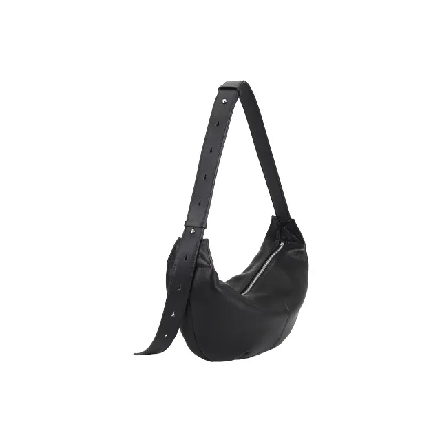 YOCAMU Cow Leather Shoulder Bag Hobo Bag Dumpling Bag Crossbody Bag Regular Women's Black/White/Silver-1