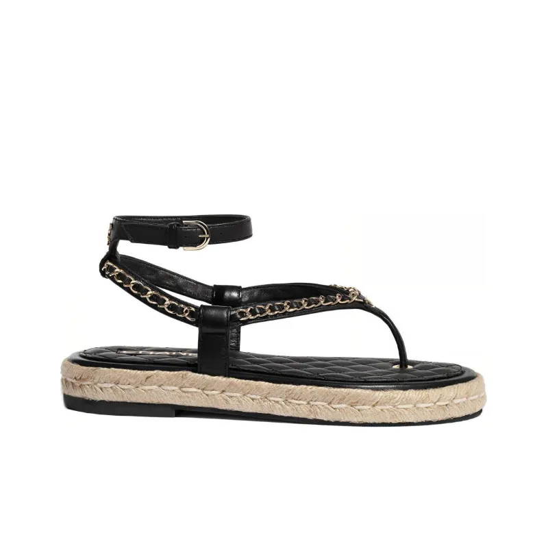 CHANEL Strap Sandals Women's Black-1