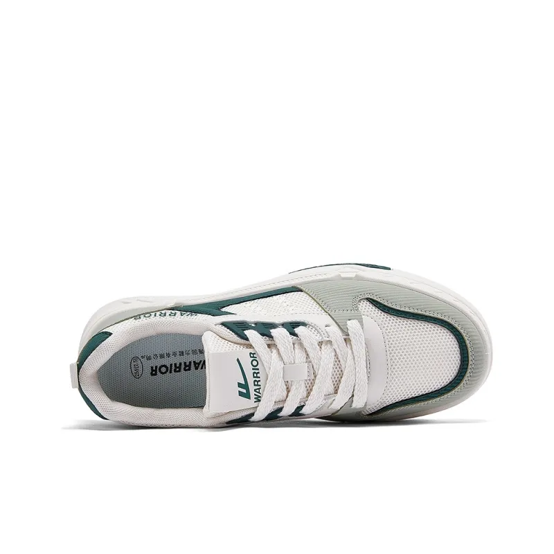 Warrior Height Increasing Wear Resistant Low Top Skateboard Shoes Men's White Green-2